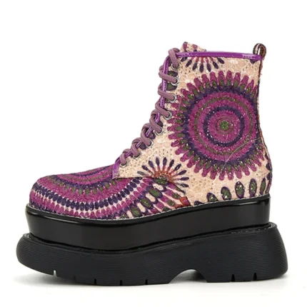 UNITYPUREMAX™ Purple Exotic Pattern Women’s Height Increasing Fashion Boots 2