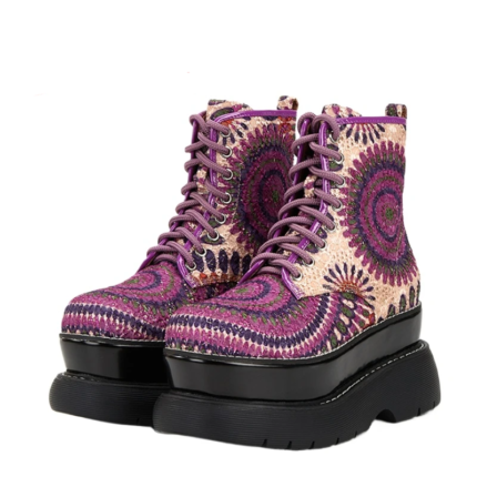 UNITYPUREMAX™ Purple Exotic Pattern Women’s Height Increasing Fashion Boots
