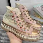 UNITYPUREMAX™ Women’s Gradual Change Embroidery High-Top Canvas Shoes | Retro Thick-Soled Dirty Board Sneakers 4