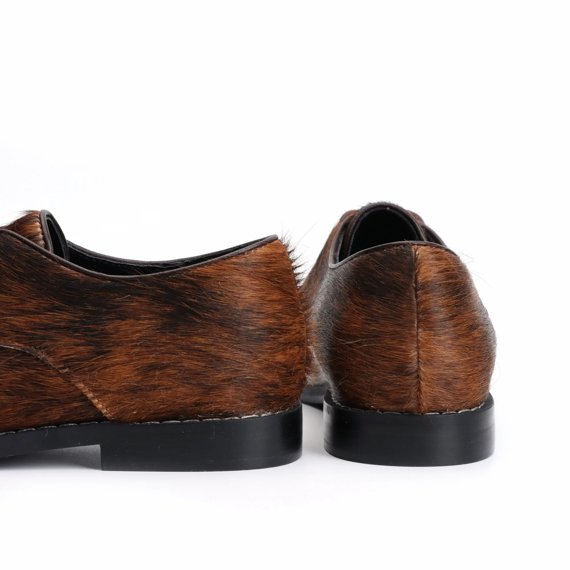 UNITYPUREMAX Handmade Women’s Calf Hair Oxfords – Vintage Lace-Up Leather Loafers 5
