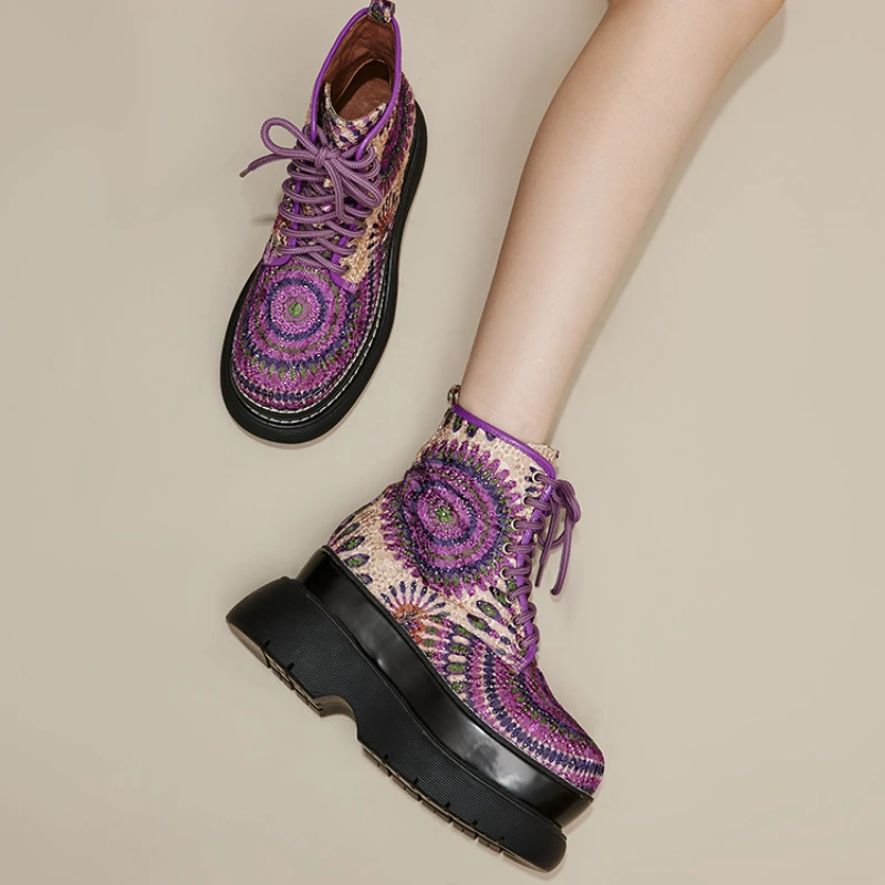 UNITYPUREMAX™ Purple Exotic Pattern Women’s Height Increasing Fashion Boots 4