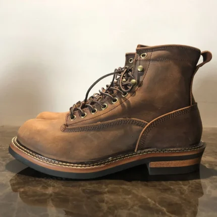 UNITYPUREMAX™ Handmade Unisex Platform Leather Boots – Vintage Lace-Up Cowhide Motorcycle & Dress Work Boots 2