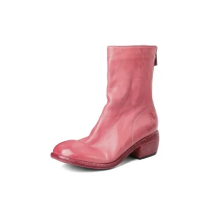 UNITYPUREMAX™ Women’s Italian-Washed Genuine Leather Pleated Mid-Calf Boots – Handmade Back-Zip Chelsea Style 2