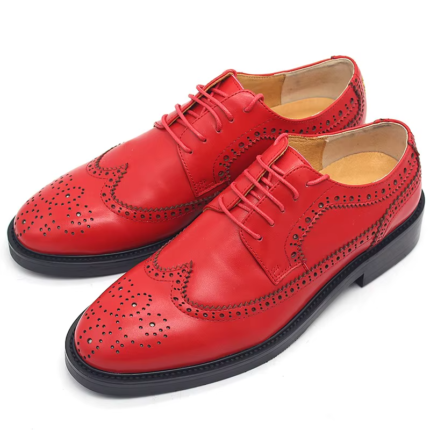 UNITYPUREMAX™ Men’s Genuine Leather Wingtip Dress Shoes – Luxury Red Embroidery Brogue Wedding & Formal Footwear 1