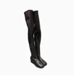 UNITYPUREMAX™ Women’s Black Suede Over-the-Knee Tabi Boots – Split-Toe Slim Thick-Heeled Winter Knight Boots 1