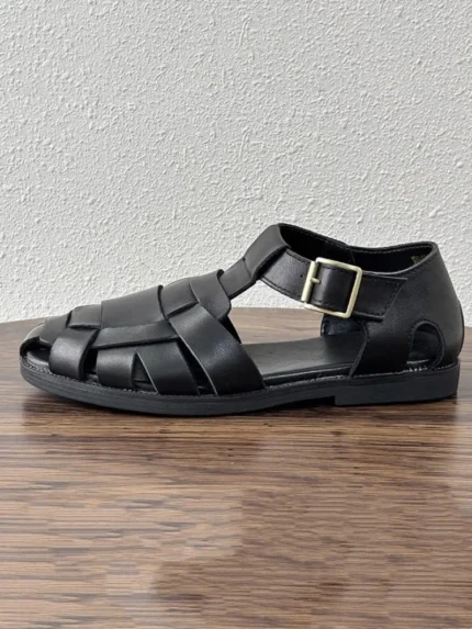 UNITYPUREMAX™ Handmade Cowhide Woven Gladiator Sandals – Men’s Vintage Buckle-Strap Summer Flats 2