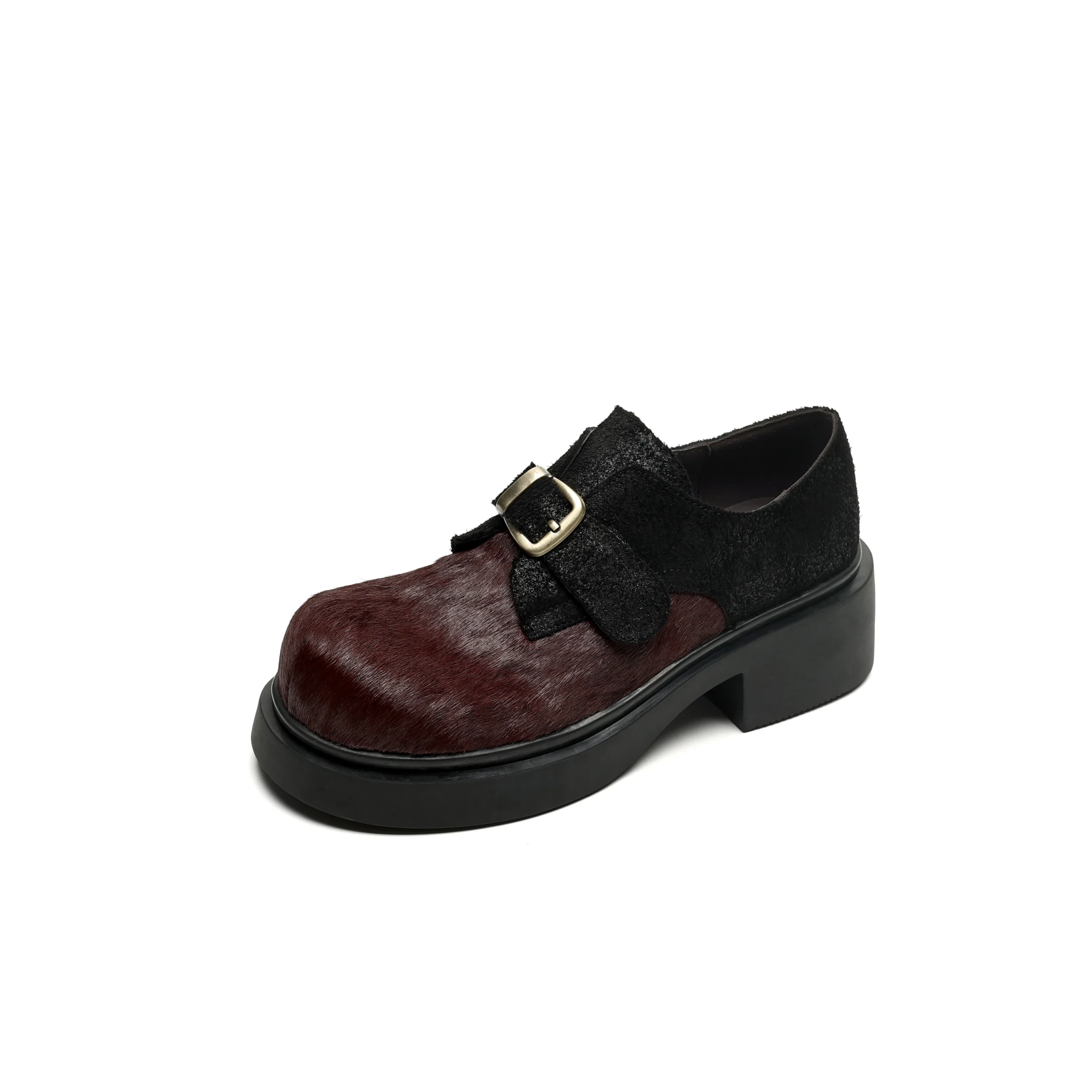 UNITYPUREMAX™ Women’s Genuine Horsehair Leopard Loafers – Platform Slip-On Wedge Casual Shoes with Metal Buckle 6