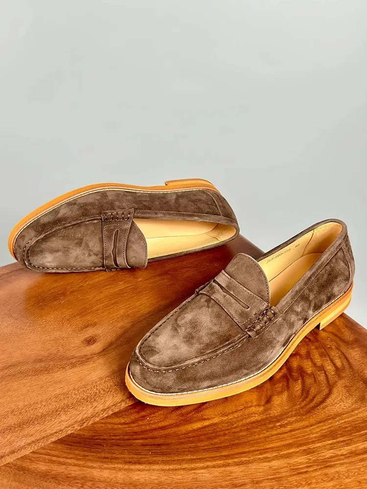 UNITYPUREMAX™ Men’s Slip-On Premium Cow Suede Loafers – Breathable Round-Toe Business & Wedding Dress Shoes 6