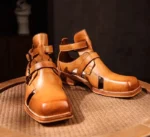 UNITYPUREMAX™ Handmade Genuine Leather High-Top Gladiator Sandals – Men’s Retro Square-Toe Outdoor Footwear 9