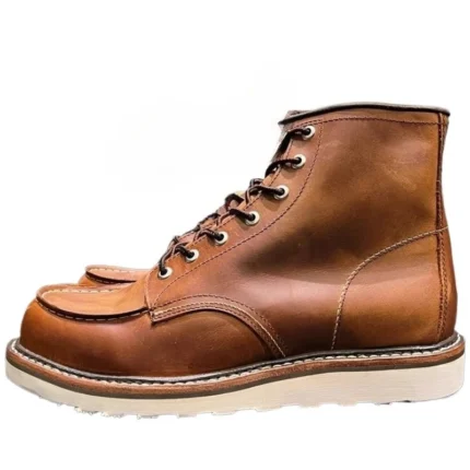 UNITYPUREMAX™ American Retro Genuine Leather Workwear Boots – High-Top Motorcycle Lace-Up Desert Ankle Shoes for Men 1