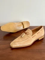 UNITYPUREMAX™ Handmade Sheepskin Square-Toe Tassel Yellow Loafers – Retro British Style Men’s Leather Dress Slip-Ons 1