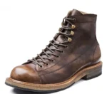 UNITYPUREMAX™ British Leather Ankle Retro Rivet Riding Boots – Handmade Winter Plush Motorcycle Boots for Men 7