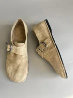 UNITYPUREMAX™ Women’s Retro Cowhide Suede Loafers – British Style Minimalist Buckle Flats for Spring & Autumn 4