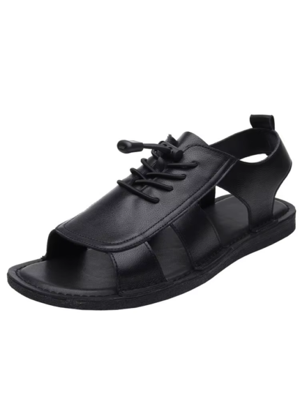 UNITYPUREMAX™ Men’s Genuine Leather Roman Sandals – Breathable Hollow-Out Outdoor Flat Summer Shoes
