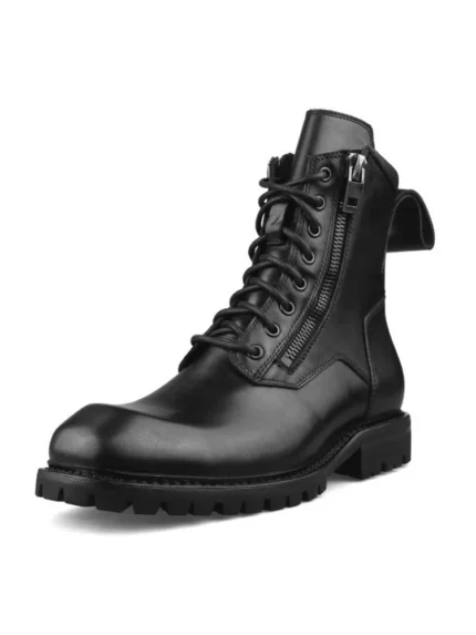 UNITYPUREMAX™ Handmade Gothic Punk Motorcycle Boots – Men’s Cowhide Mid-Calf Retro Lace-Up Cargo Leather Boots 5