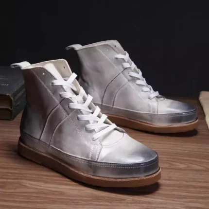 UNITYPUREMAX™ Men’s Handmade Washed Cowhide High-Top Boots – Genuine Leather Casual Derby-Style Ankle Shoes 2