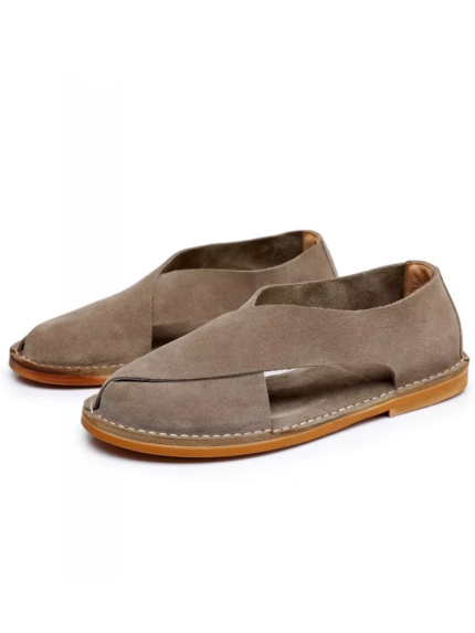 UNITYPUREMAX™ Vintage Cow Suede Slip-On Sandals – Men’s Handmade Round Toe Gladiator Loafers