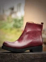 UNITYPUREMAX™ Handmade Men’s Genuine Leather Chelsea Boots — Italian Round-Toe Zip Platform Ankle Work Boots 3