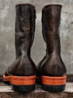 UNITYPUREMAX™ Vintage Handmade Leather Mid-Calf Chelsea Boots – Men’s Round-Toe Zip Motorcycle & Cowboy Style Boots 4