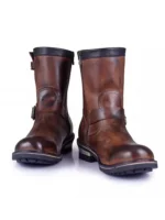 UNITYPUREMAX™ Vintage Cowhide Engineer Boots – Handmade Men’s Motorcycle Buckle Zip Work Boots 4