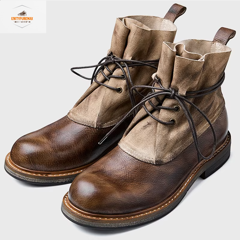 UNITYPUREMAX™ Retro Cowhide Motorcycle Boots – Waterproof, Breathable, Wear-Resistant Riding Boots for All Seasons (Unisex)