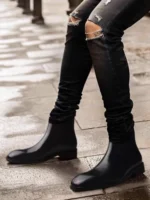 UNITYPUREMAX™ Handmade British Style Patent Leather Chelsea Boots – Men’s Round-Toe Ankle Zip Boots 2