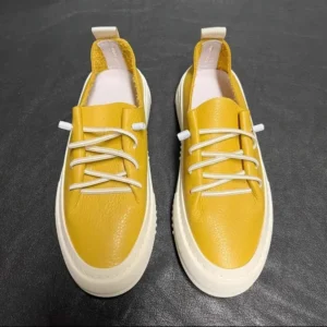 UNITYPUREMAX™ Men’s Genuine Leather Slip On Skateboard Sneakers – Thick Platform Casual Loafers for Everyday Comfort 13