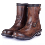 UNITYPUREMAX™ Vintage Cowhide Engineer Boots – Handmade Men’s Motorcycle Buckle Zip Work Boots