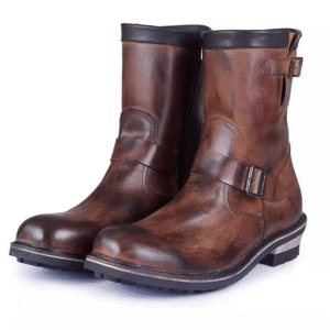 UNITYPUREMAX™ Vintage Cowhide Engineer Boots – Handmade Men’s Motorcycle Buckle Zip Work Boots