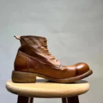 UNITYPUREMAX™ Washed Retro Horse Leather High-Top Boots – Goodyear-Welted Thick-Soled Motorcycle Boots 3