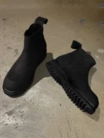 UNITYPUREMAX™ Handmade Gothic Platform Chelsea Boots – Men’s Genuine Cowhide Slip-On Round-Toe High-Top Cargo Boots 5