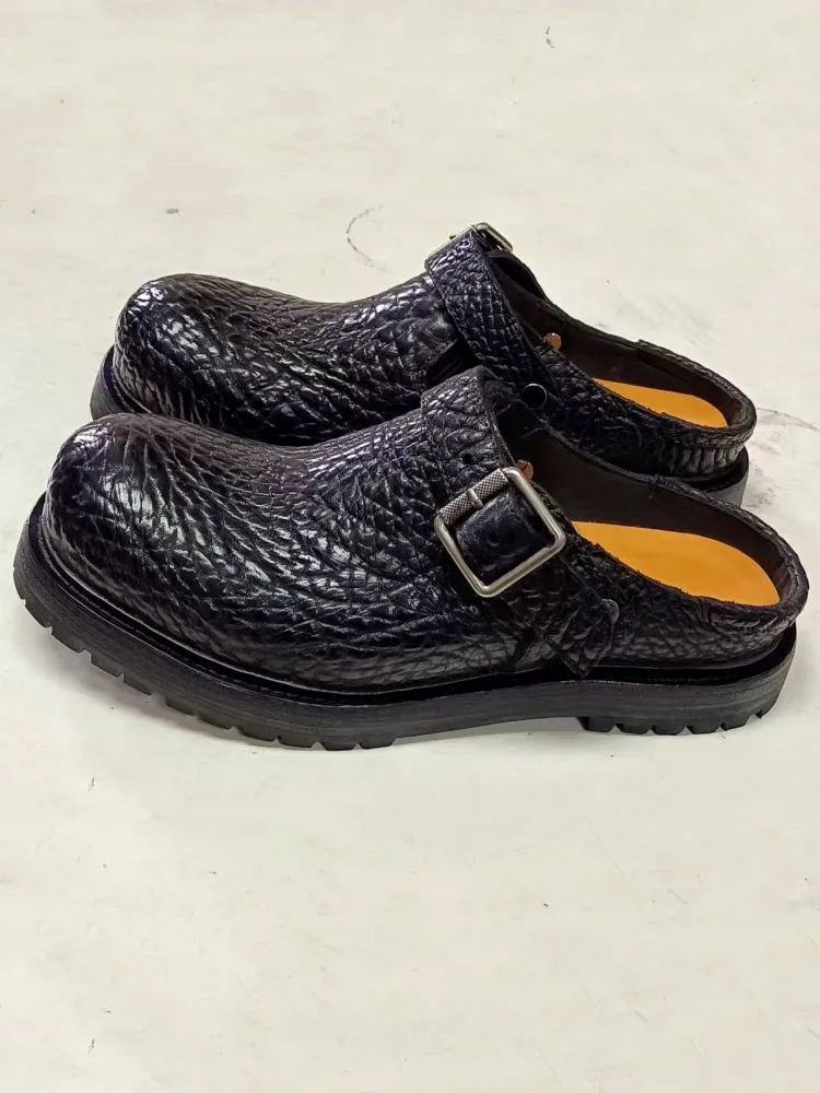 UNITYPUREMAX™ Men’s Vintage Cowhide Leather Sandals – Handmade Round-Toe Platform Casual Slip-On Summer Footwear 3