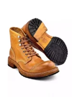 UNITYPUREMAX™ Handmade Vintage Horsehide Motorcycle Work Boots – High-Top Platform Lace-Up Leather Cargo Boots 6
