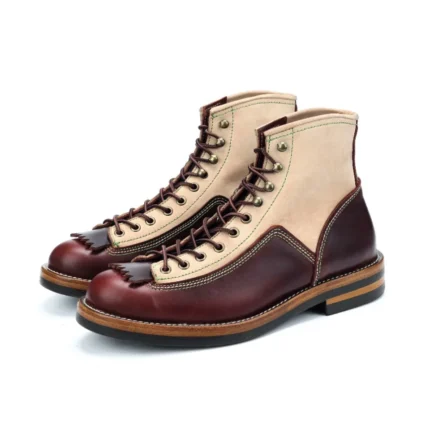 UNITYPUREMAX™ American Retro Handmade Motorcycle Boots – Vintage Round-Toe Genuine Leather Work Boots for Men 1