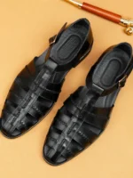 UNITYPUREMAX™ Men’s Handmade Cowhide Weave Gladiator Sandals – Vintage Hollow-Out Leather Work & Casual Shoes 4