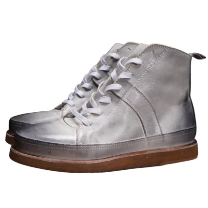 UNITYPUREMAX™ Men’s Handmade Washed Cowhide High-Top Boots – Genuine Leather Casual Derby-Style Ankle Shoes 1