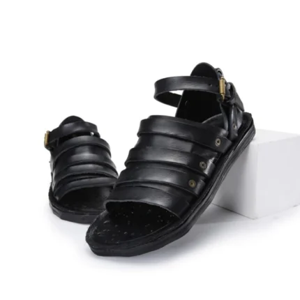 UNITYPUREMAX™ Handmade 100% Cowhide Gladiator Sandals – Men’s British Retro Open-Toe Leather Flats 5