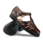 UNITYPUREMAX™ Men’s Genuine Leather Buckle Sandals – Handmade Summer Hollow Round-Toe Formal Leisure Shoes (Size 35–48) 3