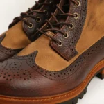 UNITYPUREMAX™ Vintage Mixed-Color Handmade Cowhide Boots – Round-Toe Lace-Up British Tooling & Motorcycle Boots 6