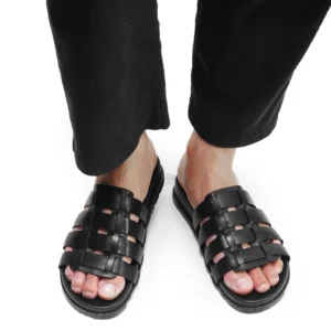 UNITYPUREMAX™ Men’s Vintage Woven Leather Sandals – Open-Toe Breathable Gladiator Beach Flats 10