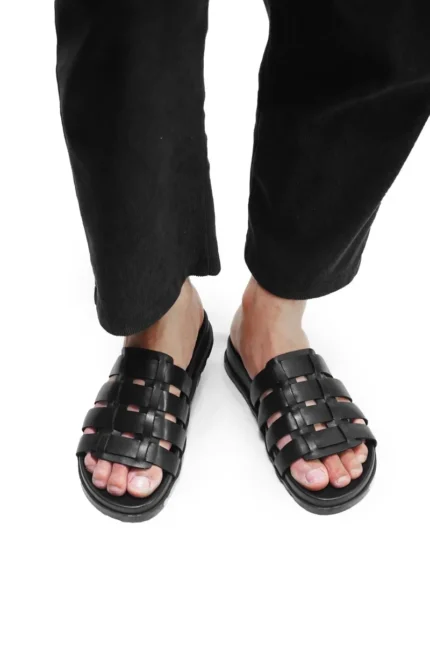 UNITYPUREMAX™ Men’s Vintage Woven Leather Sandals – Open-Toe Breathable Gladiator Beach Flats 10