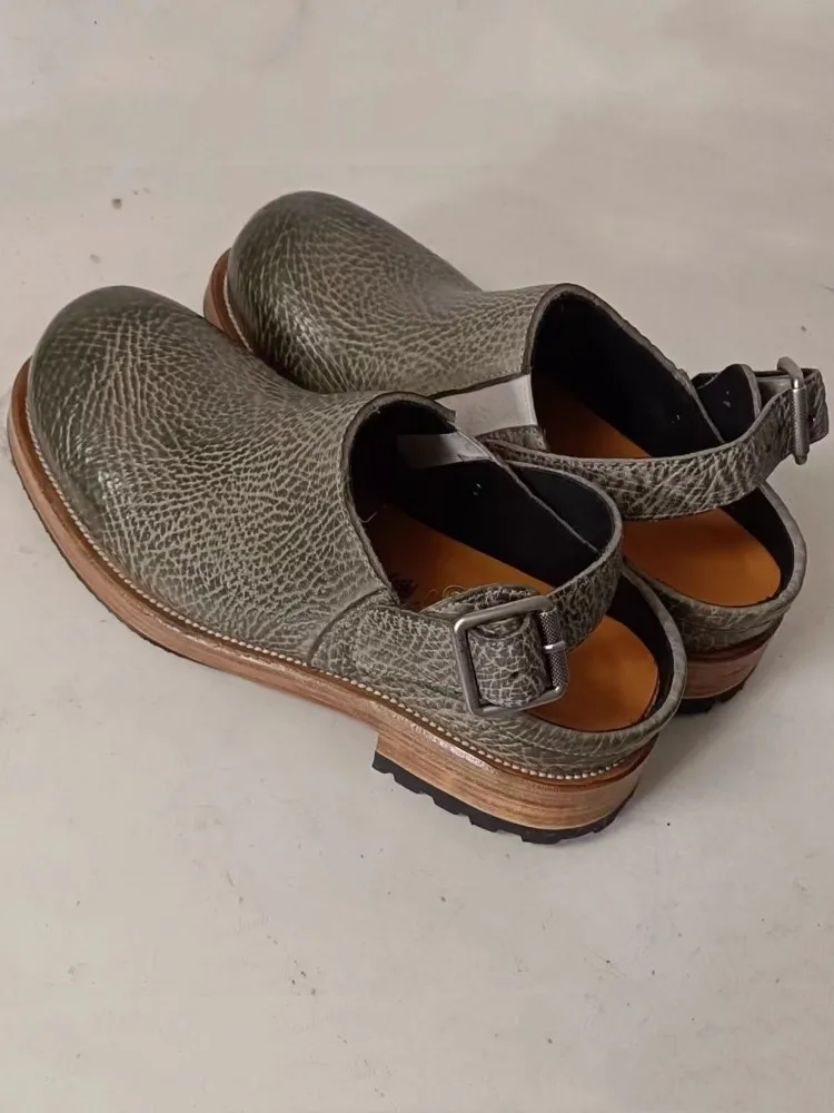 UNITYPUREMAX™ Men’s Vintage Cowhide Leather Sandals – Handmade Round-Toe Platform Casual Slip-On Summer Footwear 5