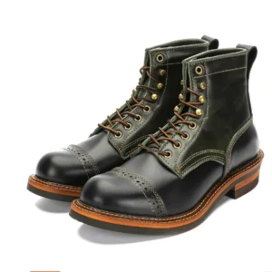 UNITYPUREMAX™ Premium Cowhide Vintage Motorcycle Boots – Winter Riding Short Boots for Men 1