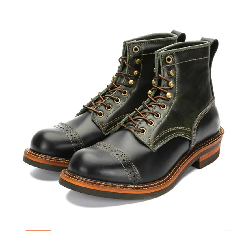 UNITYPUREMAX™ Premium Cowhide Vintage Motorcycle Boots – Winter Riding Short Boots for Men 1