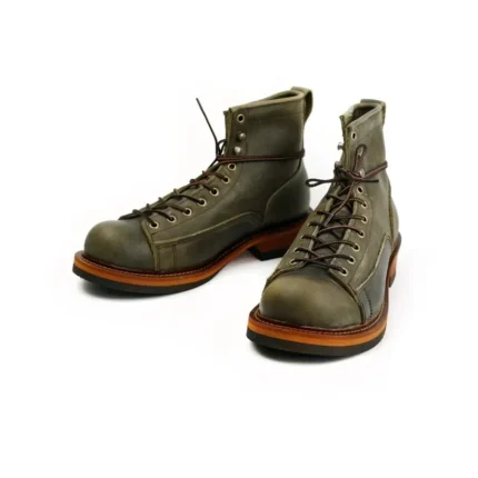 UNITYPUREMAX™ Handmade Vintage Cow Leather Ankle Boots – Platform British Motorcycle Tooling Boots for Men 5