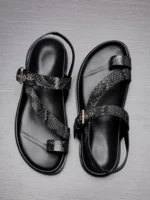 UNITYPUREMAX™ Genuine Leather Clip-Toe Gladiator Sandals for Men – Breathable Summer Buckle Flat Shoes 2