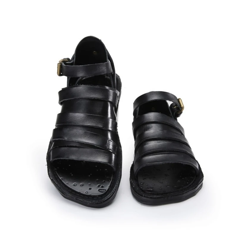 UNITYPUREMAX™ Handmade 100% Cowhide Gladiator Sandals – Men’s British Retro Open-Toe Leather Flats 10
