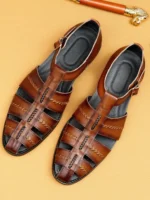 UNITYPUREMAX™ Men’s Handmade Cowhide Weave Gladiator Sandals – Vintage Hollow-Out Leather Work & Casual Shoes 3