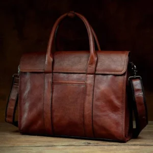 UNITYPUREMAX™ Handmade Genuine Cowhide Leather Business Briefcase – Men’s Premium Shoulder & Laptop Bag 1