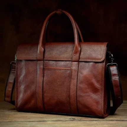UNITYPUREMAX™ Handmade Genuine Cowhide Leather Business Briefcase – Men’s Premium Shoulder & Laptop Bag 1